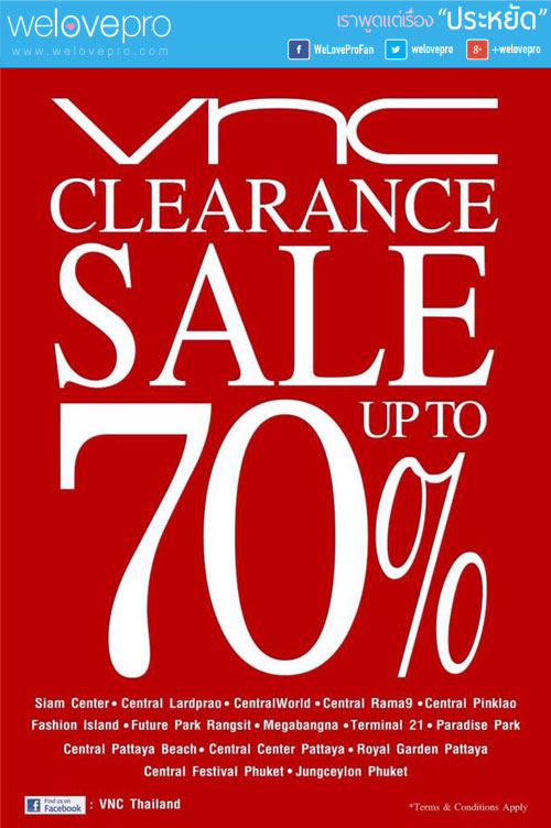 VNC Clearance Sale upto 70% (ธค.57)
