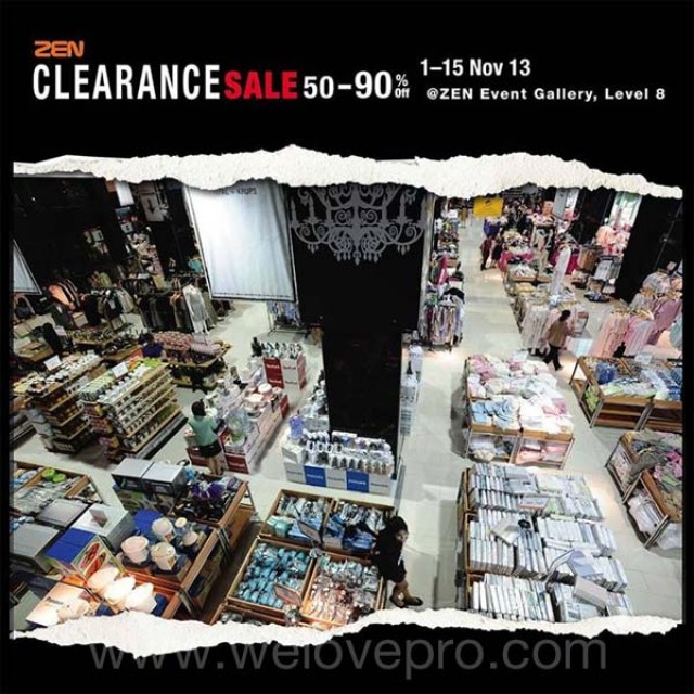 โปรโมชั่น ZEN Clearance Sale แบรนด์ชั้นนำ ลดสูงสุด 50-90% (พย.56)