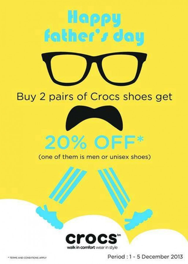 โปรโมชั่น Crocs Happy Father’s Day ซื้อ 2 คู่ขึ้นไป รับส่วนลดทันที 20%