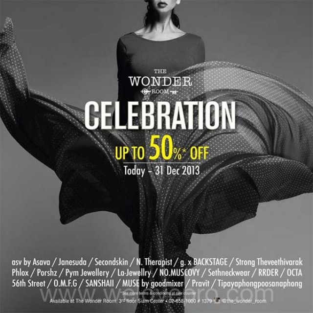 โปรโมชั่น The Wonder Room Celebration Sale เสื้อผ้าเครื่องประดับ ลด 50% @Siam Center