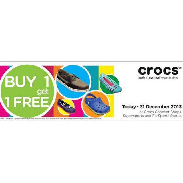 โปรโมชั่น รองเท้า Crocs ซื้อ 1 แถม 1 ฟรี! (ธ.ค.56)
