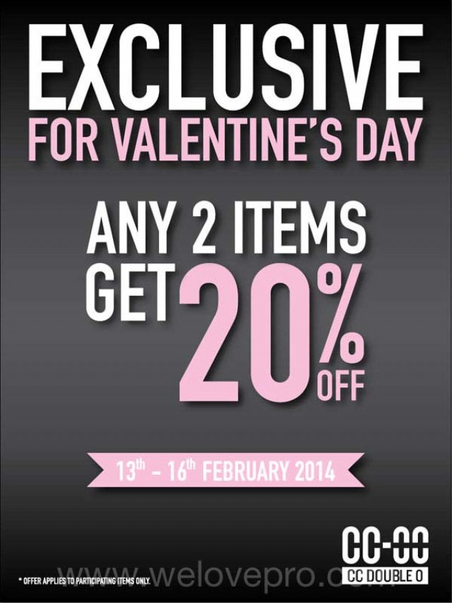 โปรโมชั่น CC DOUBLE O Exclusive for Valentine?s Day รับส่วนลดสูงสุด 20%