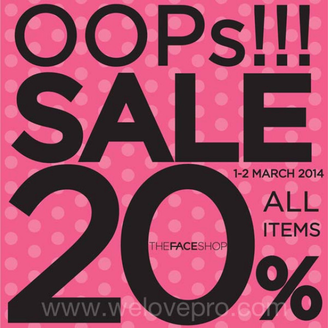 โปรโมชั่น THE FACESHOP Oops!!! Sale ลด 20% all item