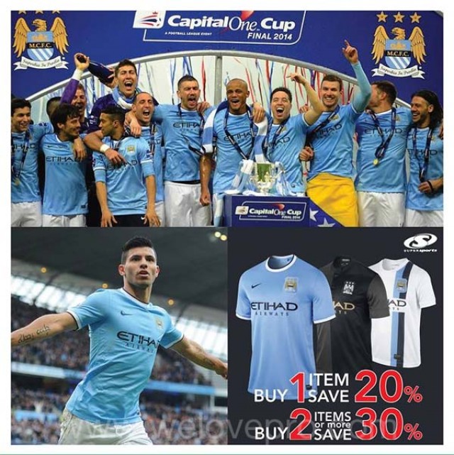 โปรโมชั่น Supersports สินค้าของ Manchester City ลดสูงสุด 30%