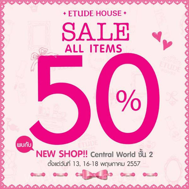 โปรโมชั่น ETUDE HOUSE Sale All Items 50% @ Central World