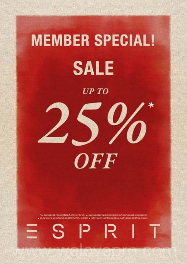 โปรโมชั่น ESPRIT Member Special Sale ลดสูงสุด 25% (มิ.ย.57)