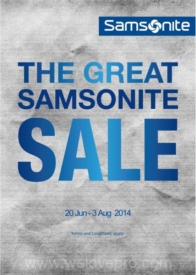 โปรโมชั่น The Great Samsonite Sale สินค้าเพื่อการเดินทาง  ลดสูงสุด 50% (มิ.ย.-ส.ค.57)