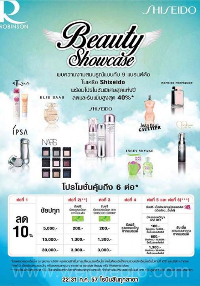 โปรโมชั่น Beauty Showcase สินค้าในเครือ  SHISEIDO ลดสูงสุด 40%