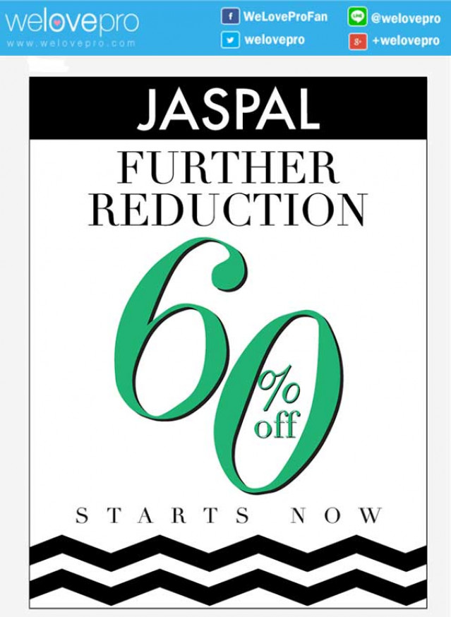 โปรโมชั่น JASPAL FURTHER REDUCTION ลดทุกสาขา 60% (กค.- สค.58)